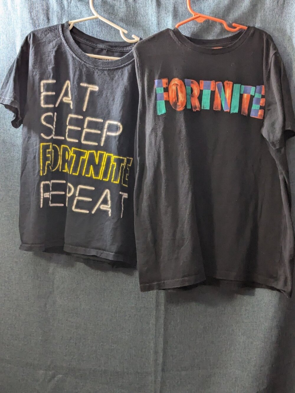 Set Of 2 Fortnite Boys T-Shirts Size L (10-12) Black Graphic Tees Gamer Shirts - Picture 1 of 16
